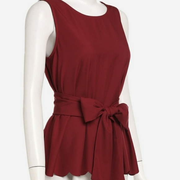 SHEIN Tops - Scallop Hem Self Belted Shell Top Size L